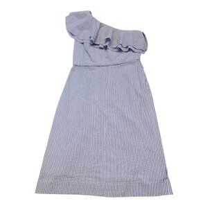 LNWOT  -  J CREW Striped Seersucker One Shoulder Dress sz 00